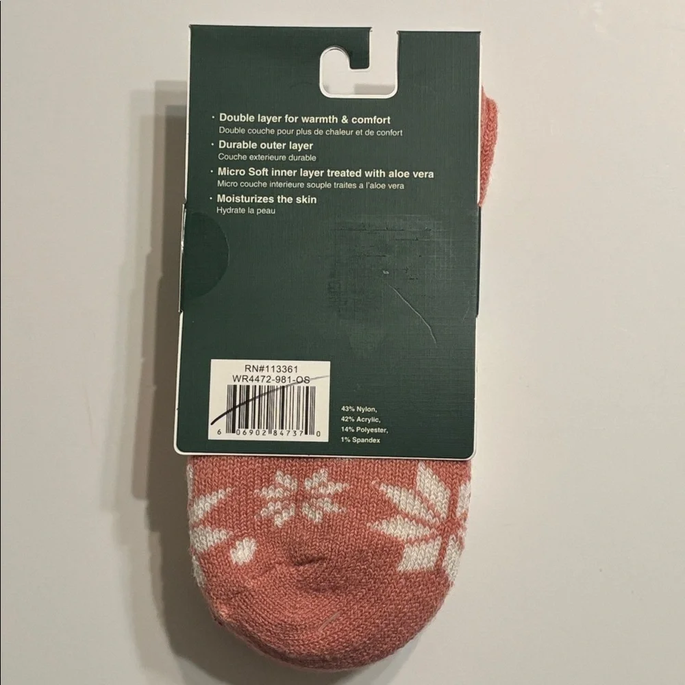 Woolrich Women's Aloe Infused Double Layer Peach Home Socks